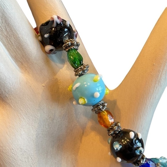 Lampwork beads bracelet, glass, colourful, unique. - Picture 4 of 7